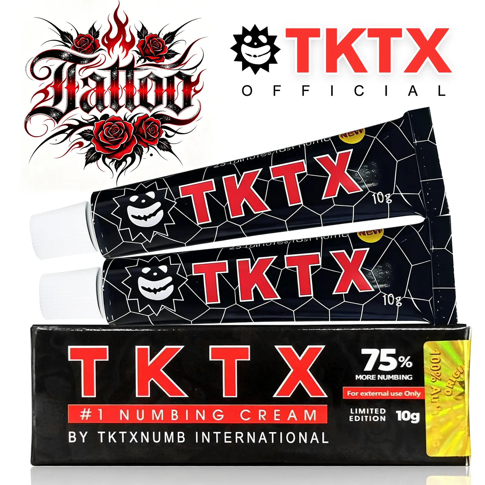 TKTX 2Pcs Tattoo Numbing Cream – 80% Fast-Acting Lidocaine Formula, Premium Professional Anesthetic Cream for Tattoos, Cosmetic Procedures and Salon Use