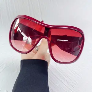 Oversized Shield Sunglasses - Futuristic Monoblock Frame with Embossed Quilted Temple Details, UV400 Protection Shades Perfect for Avant-Garde Street Style and Bold Fashion Statements