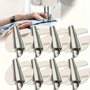 1set Universal Sewing Rolled Hemmer Foot Set - [3-10mm] - Wide Rolled Hem Pressure Foot, Sewing Machine Presser Foot Hemmer Foot, Home Industrial Curved Scroll Hemmer Foot