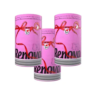 Renova Pink Paper Towel Jumbo Roll 2 Ply 120 Highly Absorbent Sheets Set of 3
