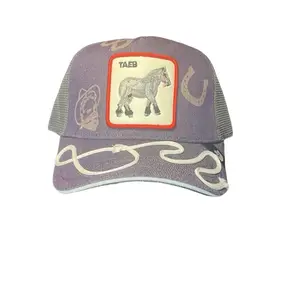 TAEB Western-Inspired Horse Patch Purple Trucker Cap with Unique Design and Patch Detail