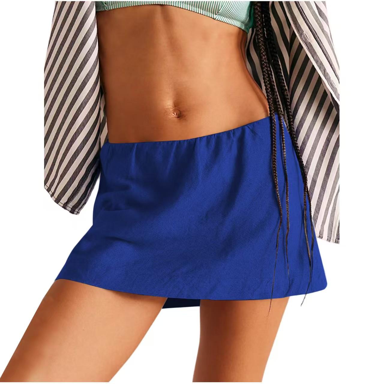 Womens Cotton Linen Skorts Casual Cute A-Line Mini Skirts with Ruffle Inner Waistband Athletic Shorts Activewear