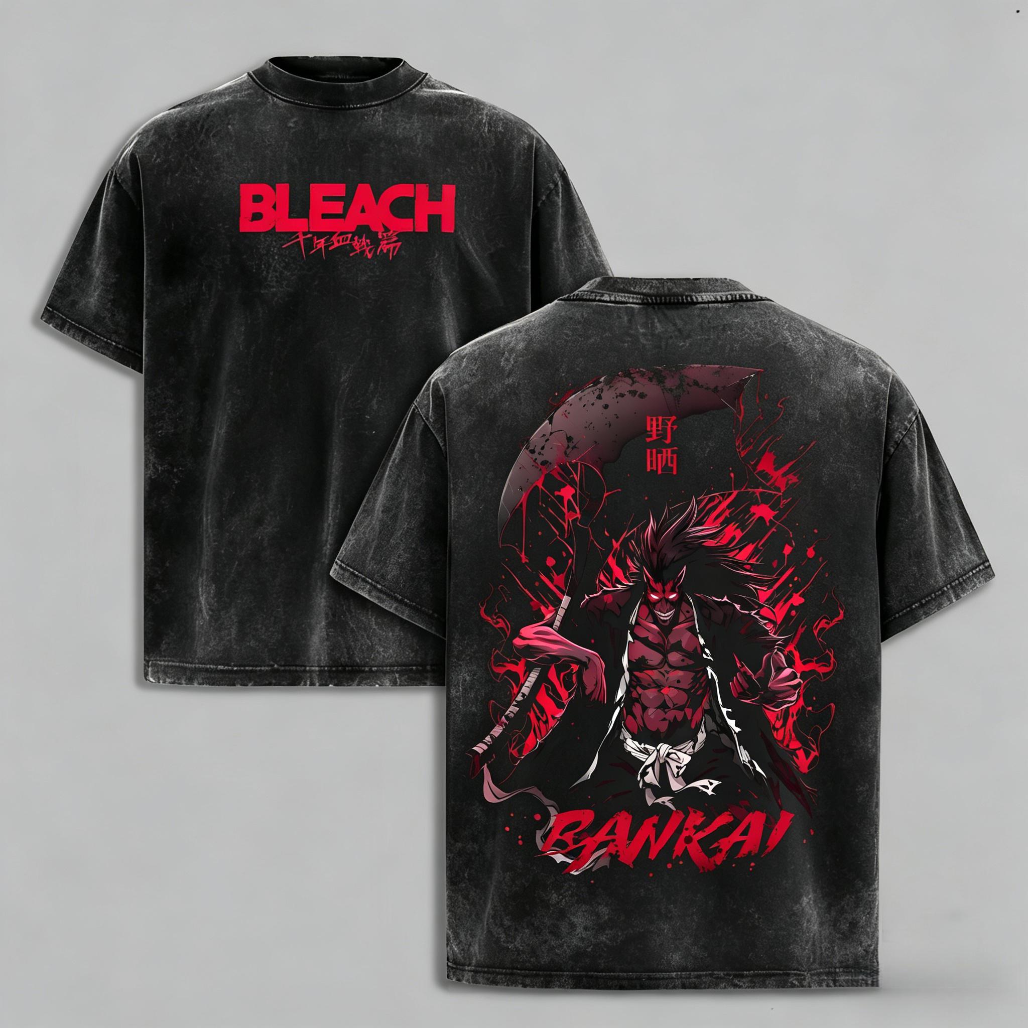 [Hoodie, Sweater,T-Shirt] Retro Vintage Kenpachi Zaraki Bleach Unisex Oversize Anime Manga Washed Heavyweight Cotton T-shirt, Gift For Bleach Fan, Anime Lover,funny graphic tee, men’s trendy t-shirts, deals, humorous, 90s, streetwear,penny tees