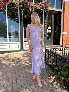 Tyra Satin Floral Jacquard Maxi Dress- Purple