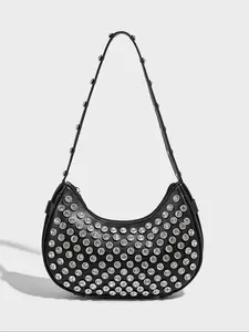 Fashionable Metal Rivet Underarm Bag, Personalized Punk Style Crossbody Shoulder Small Studded Bag, Fashionable and Versatile Solid Color Personalized Street Item, Casual Commuter Bag, Suitable for Daily Travel and Shopping, Etc.