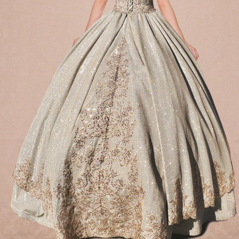 NO.23 Quinceanera Ball Gown Dress Split Skirt and Glitter Tulle Mexican Sweet 15  Formal Party Dress