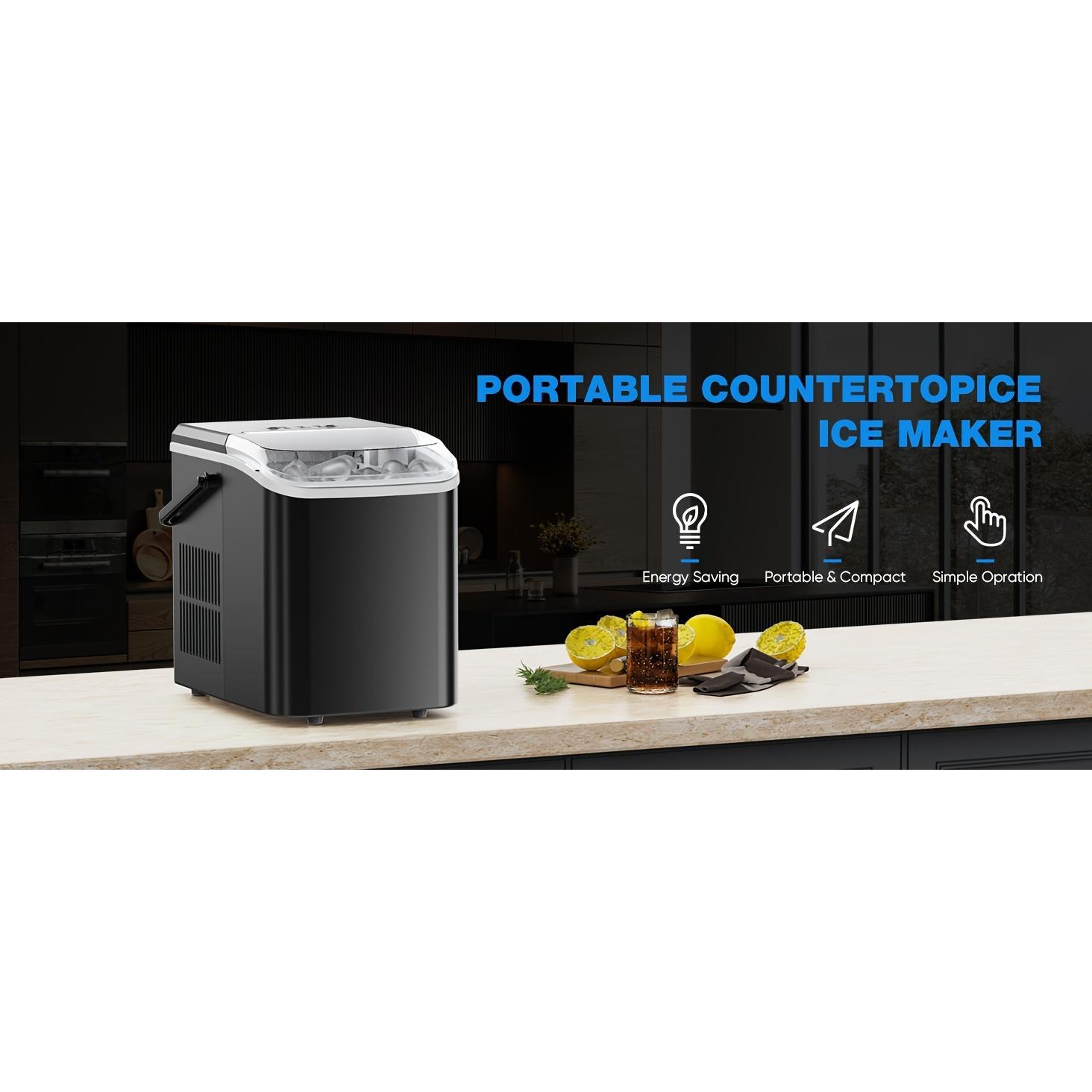 26lbs/24hrs Portable Ice Maker, 9 Bullet Ice Cubes In 6 Mins, With Self-Cleaning Function Ice Maker Machine For Home, Kitchen, Countertop, RV, Party