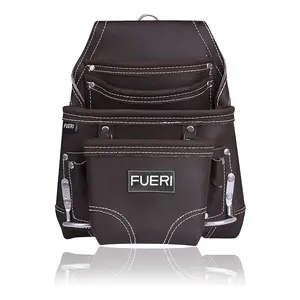 FUERI Leather Tool Pouch for Carpenters | 10-Pocket Framer's Belt Bag | Premium Oil Tanned Leather Clip-On Tool Bag for Tradesmen | Durable, High-Quality | Add to Cart | Buy Now