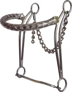 Classic Equine Goosetree Hackamore - Polyurethane-Coated Chain Nosepiece for Bitless Training
