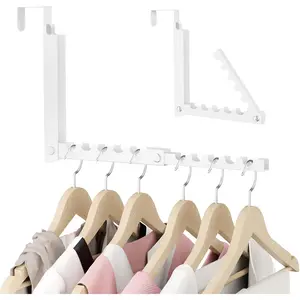 Over the Door with 10 Ridges,Compact Folding Over the Door Hanger for Bedroom Laundry Room,Over Door Drying Rack, Saving Over the Door Clothes Hanger(1, White)