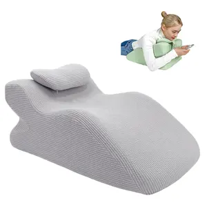 Reading Pillow with Small Cushion, Velvet Fabric, High-End Memory Foam Backrest, Anti-Slip Bottom, Detachable Outer Cover