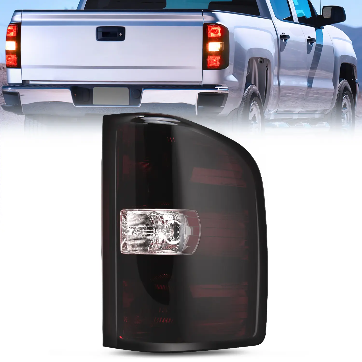 Nilight Taillight Assembly Compatible with 2007 2008 2009 2010 2011 2012 2013 2013 2014 Chevy Silverado 1500 2500HD 3500HD 2007-2013 GMC Sierra 3500HD Rear Lamp Replacement with Dark Red Lens Passenger