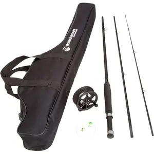 Fly Fishing Rod and Reel Combo - Including Carrying Case, Flies, and Fishing Line - Charter Series Gear and Accessories by  (Black)