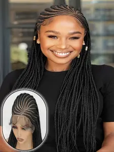 Goddess Braids 13x8 HD Lace Weave Wig, Unique Style Synthetic Lace Front Wig, Wide Side Design Natural Look, Suitable for Multiple Hairstyles