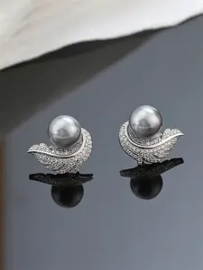 1 Pair Charm Cubic Zirconia & Faux Pearl Stud Earrings For Women For Party Engagement Anniversary Jewelry Valentine's Day Gift