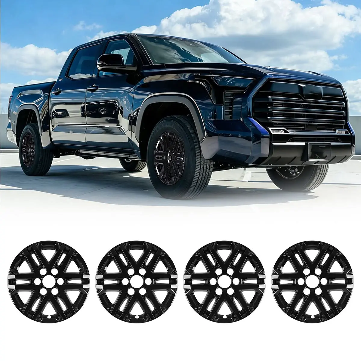 WOLFSTORM 4-Pack 18 in Spare Wheel Rim Cover Hubcaps, Compatible with 2022-26 TOYOTA TUNDRA, 2023-26 Toyota Sequoia, Spare Wheel Covers