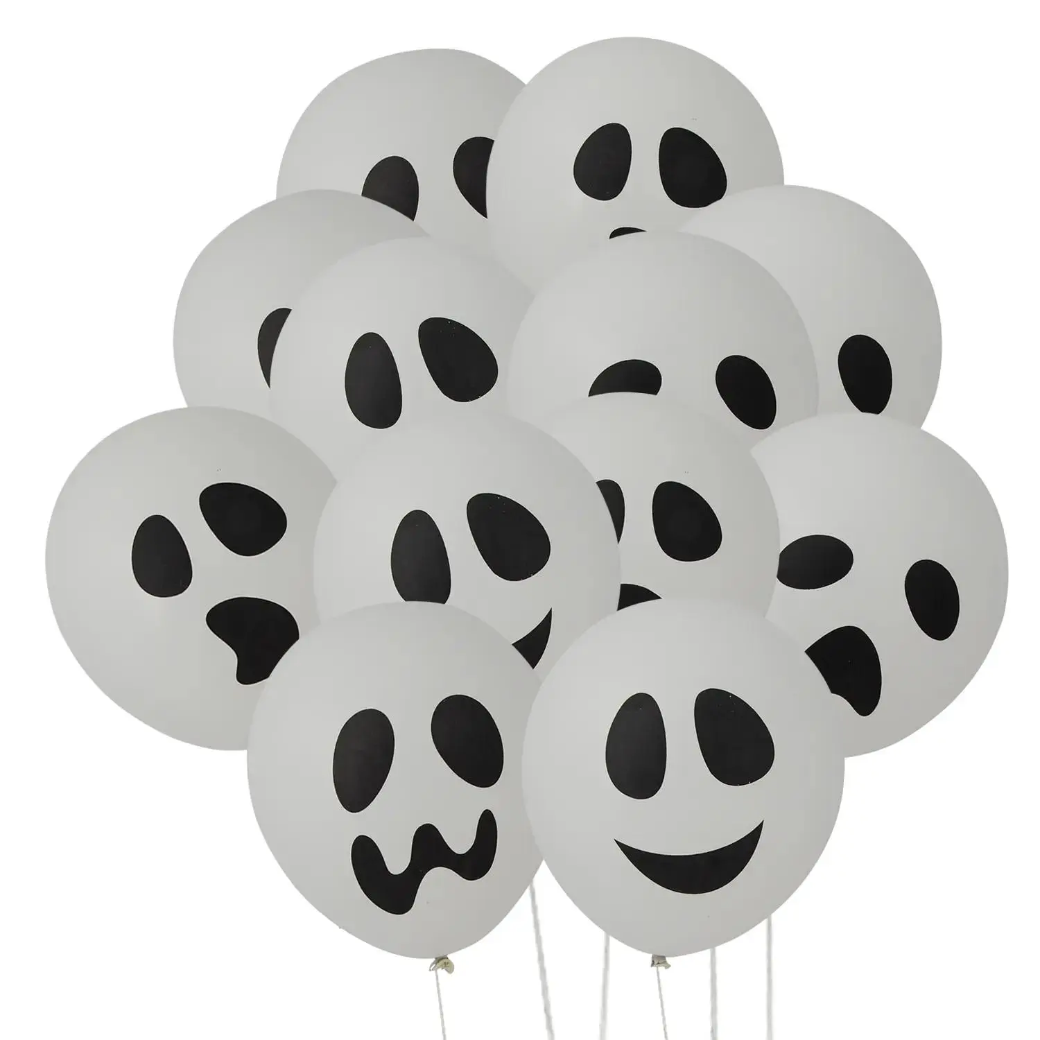 Halloween Ghost 11" Latex Balloons, Bulk 48 Pcs