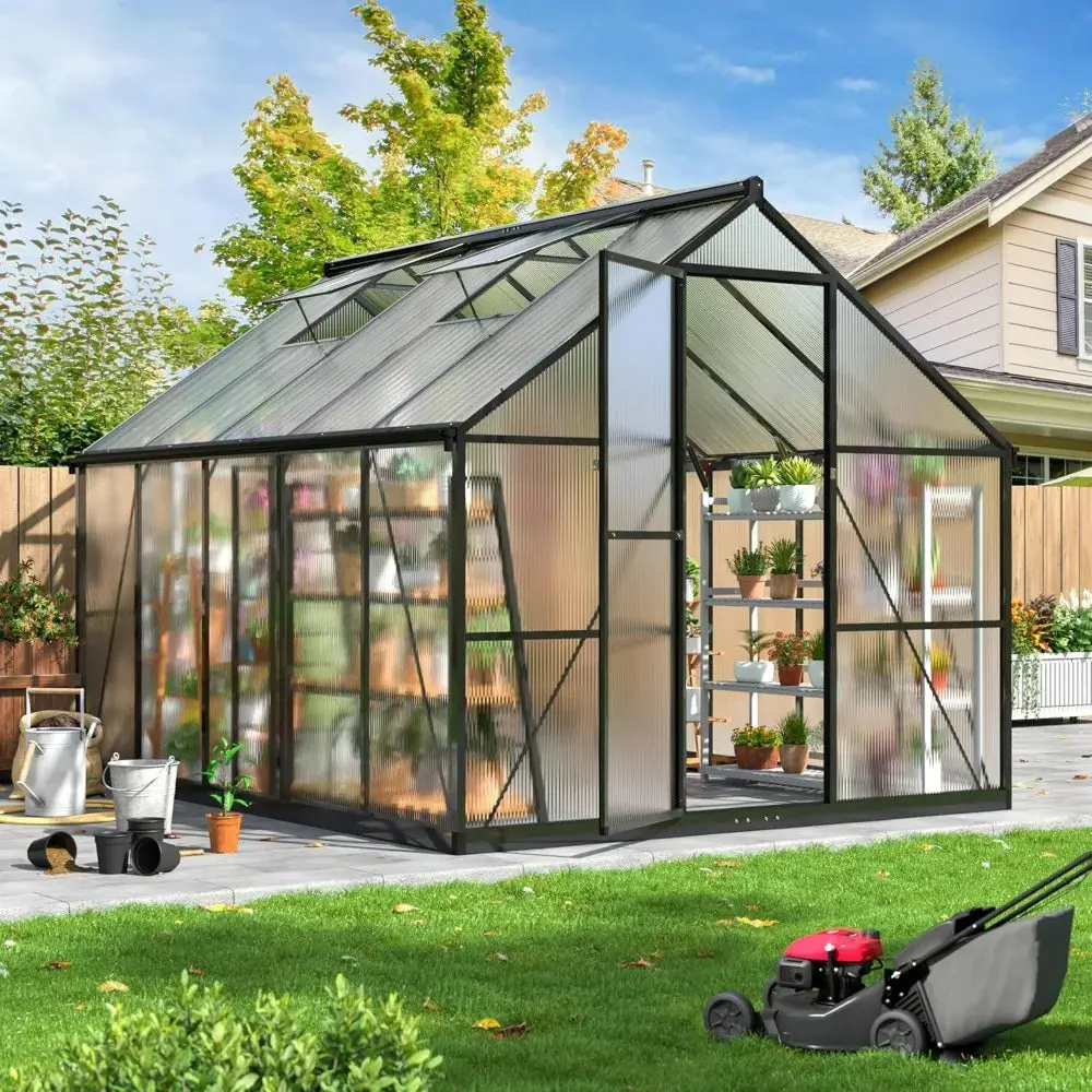 Premium 8x10 FT Black Aluminum Greenhouse Kit