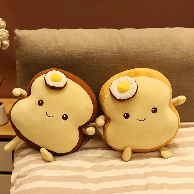 25cm Cute Creative Bread-Shaped Stuffed Toy, Soft Kawaii Toast Stuffed Pillow, Simulation Food Doll Sleep Cushion, Kids Gift, Bread-Shaped Stuffed Toys