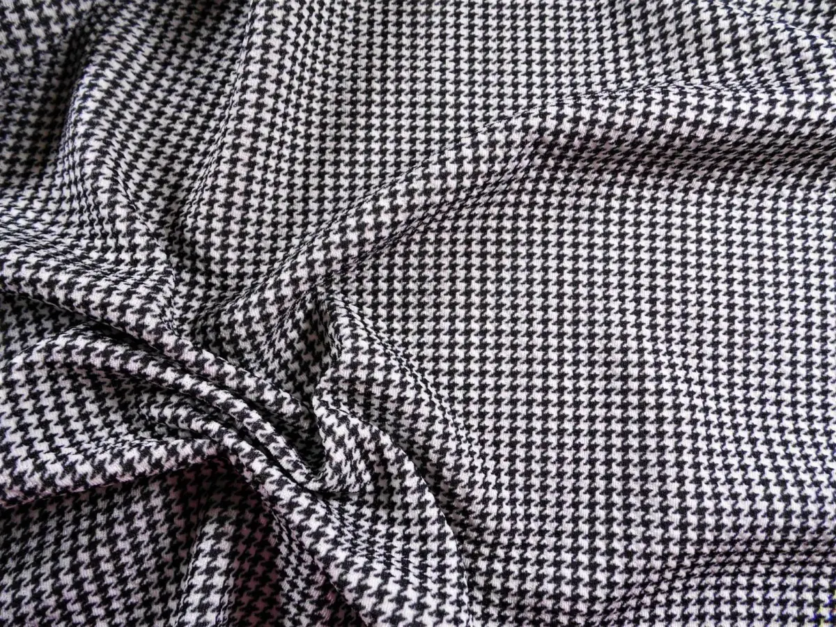 Printed Bullet Liverpool Textured Fabric Stretch Micro Houndstooth Black T104