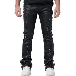 Waimea stacked wax coated pendant studded denim