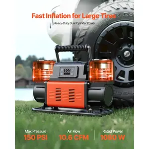 Dual-Cylinder Heavy Duty Air Compressor 10.6 CFM Auto-Stop