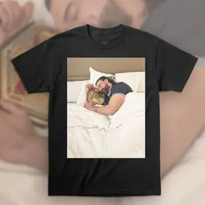 Drew McIntyre In Bed T-Shirt - Black Gildan 5000 Unisex Adult Sizing 100% Cotton Direct-To-Garment Print Menswear