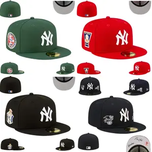 New Era Los Angeles Dodgers & New York Yankees 59FIFTY Fitted Cap Collection Black Blue Red MLB Official – Size 7 1/2 Flat Brim LA NY Hats, Authentic On Field Streetwear Baseball Caps
