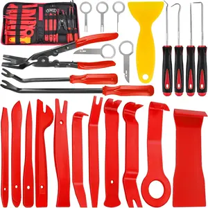 Trim Removal Tool Set with Pick & Clip Removal Tool, Sticker Scraper, Automotive Plastic Pry Tool, Car Panel Door, Stereo, Fastener Remover Kit, for Auto Interior, Molding, Dash