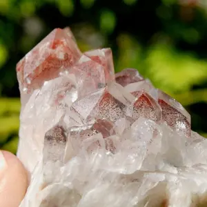 3.25in Phantom Pyramid Hematoid Quartz Crystal Cluster, Red Specular Hematite, Zambia sp9