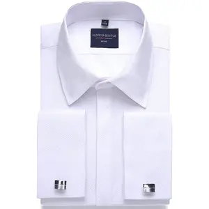 Alimens & Gentle Men's Dress Shirts French Cuff Long Sleeve Regular Fit Formal Tuxedo Cufflinks Shirt