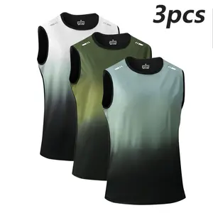 3-Pack Men’s Breathable Polyester Sports Tank Tops — Regular Sleeveless Shirts for Gym, Running, Outdoor Activities & Casual Summer Wear; Comfortable T-Shirts, Sporty Style, Training Tanks, Energetic Menswear