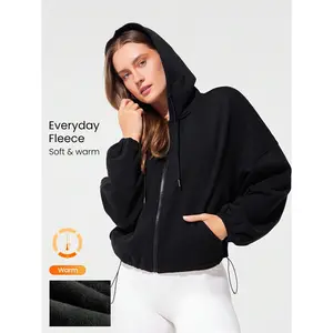 GLOWMODE Everyday Fleece Cool Flex Soft Lightweight Warm Chill Drawstring Hem Pocket Hip-Length Relaxed Fit Full-Zip Hoodie  Autumn Winter Outdoor Daily Casual