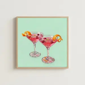 Cosmopolitan Cocktail Print: Pink Impasto Drink Art, Summer Bar Cart Poster