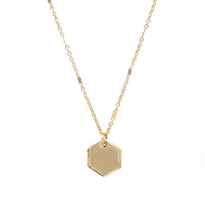 Bauble Sky Hexagon Charm Necklace with Gold Chain and Pendant