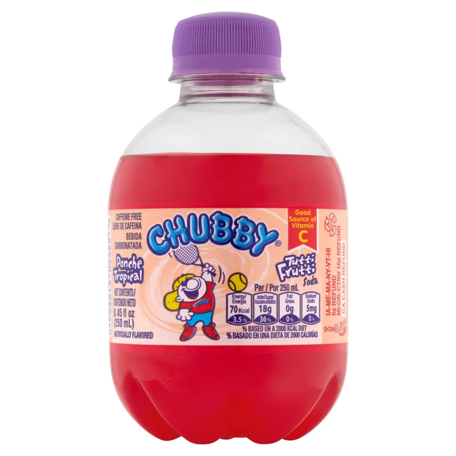Chubby Sodas Tutti Frutti Flavor 250ml Carbonated Soft Drink in Iconic Short-Rounded Plastic Bottle by SM Jaleel & Company