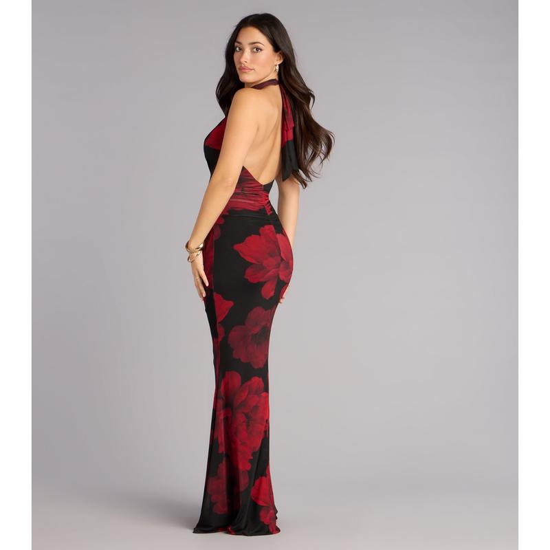 Hollie Floral Halter Mermaid Formal Dress