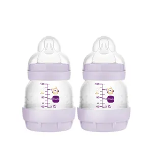 Anti-Colic Baby Bottles, Extra Slow Flow, Breastfeeding-Like Silicone Nipple Bottle, Reduces Colic, Gas, & Reflux, Easy-to-Clean, BPA-Free, Vented Baby Bottles for Newborns, 0-3 Months (4.5oz - 2 Count (Pack of 1))