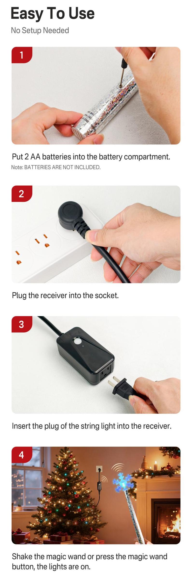 Tessan Christmas Gift Magic Light Wand with Music Wireless Remote Control Outlet for Christmas Tree String Lights & Home Decorations Lights Remote Magic Switch Kit with Music Surprise for Christmas Ornaments Tessan Christmas Gift Magic Light Wand with Music Wireless Remote Control Outlet for Christmas Tree String Lights & Home Decorations Lights Remote Magic Switch Kit with Music Surprise for Christmas Ornaments