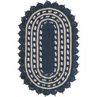 Navy Blue and White 5' 1 x 8'