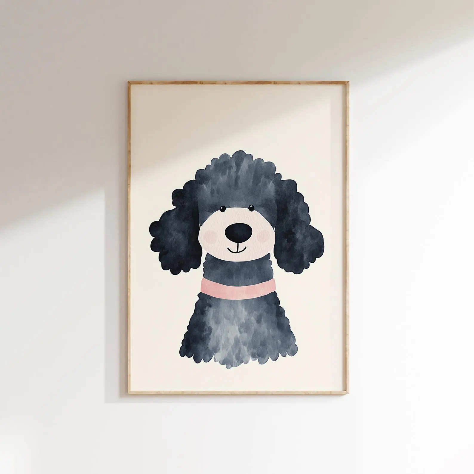 Cute Poodle Illustration Nursery Animal Print Kids Room Decor Playroom Wall Art Puppy Poster Art For Girls Room