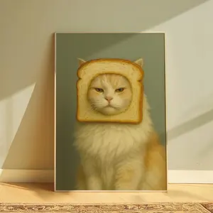 [UNFRAMED POSTER] Funny Cat Art Print, Funny Cat Wall Art, Cute Meme Cat Portrait, Whimsical Animal Illustration, Quirky Home Decor, Pet Lover Gift