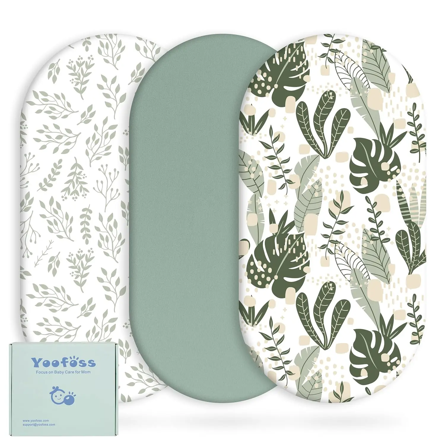 Yoofoss Bassinet Sheets for Baby,3-Pack Fitted Bassinet Sheets Set Compatible with Halo Bassinest Swivel Sleeper,Baby Delight,Angelbliss,Soft Breathable Bassinet Mattress Sheets