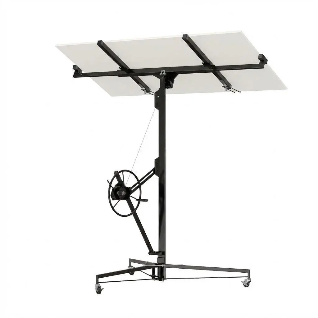 [Football Fan SeasonDeal] Drywall Lift 11 Ft, 150 LB Capacity, Heavy Duty Drywall Hoist with Rotating Tilting Cradle & Lockable Wheels, Steel Panel Lifter Jack for Construction & Home Use