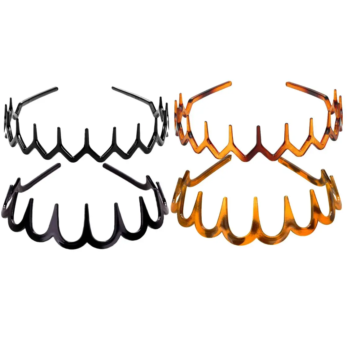 Zig Zag Wavy Plastic Hair Hoops for Women & Men & Girls-strong and reliable with good flexibility-Tooth Comb Headband Set ‌ Gift