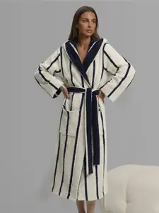 【COZY Soft Plush Feel】Thick and Plush Hooded Long Robe | Loose and Cozy Casual Fit with Waist - Tying Belt, Side Pockets and Front Slit Design | Soft and Warm Material Resembling Coral Fleece | Ideal for Home Leisure