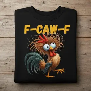 F-CAW-F "Morning Shock" Rooster T-Shirt, F-CAW-F" The Crazy Hair Chicken Crewneck, F-CAW-F "Just Woke Up" Pullover