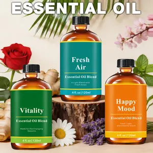 120ml/4oz Essential Oil Blend: Happy Mood, Vitality, Fresh Air with Lavender, Chamomile & Orange for Diffuser, Candle Making, Soap DIY, Home Fragrance Oil