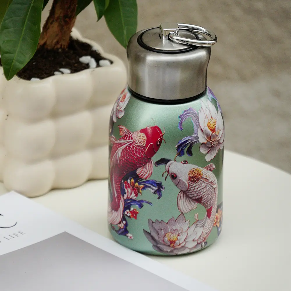 Double Layer Stainless Steel Mini Sports Water Bottle, Leak-Proof Portable Travel Cup with Handle, Insulated Reusable for Outdoor Gym Camping Gifts, Stainless Steel Flask