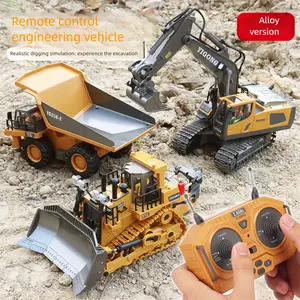 Remote Control Alloy Excavator Toy With 680 Degree Rotating Cab LED Lights And Rechargeable Battery For Kids Construction Play
